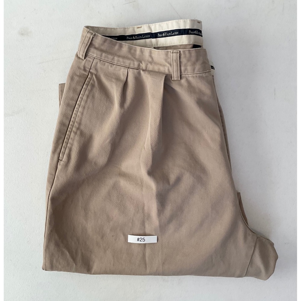 VTG Polo Ralph Lauren Mens Classic Fit Pleated Khaki Chinos Pants‎ Size 38 x32